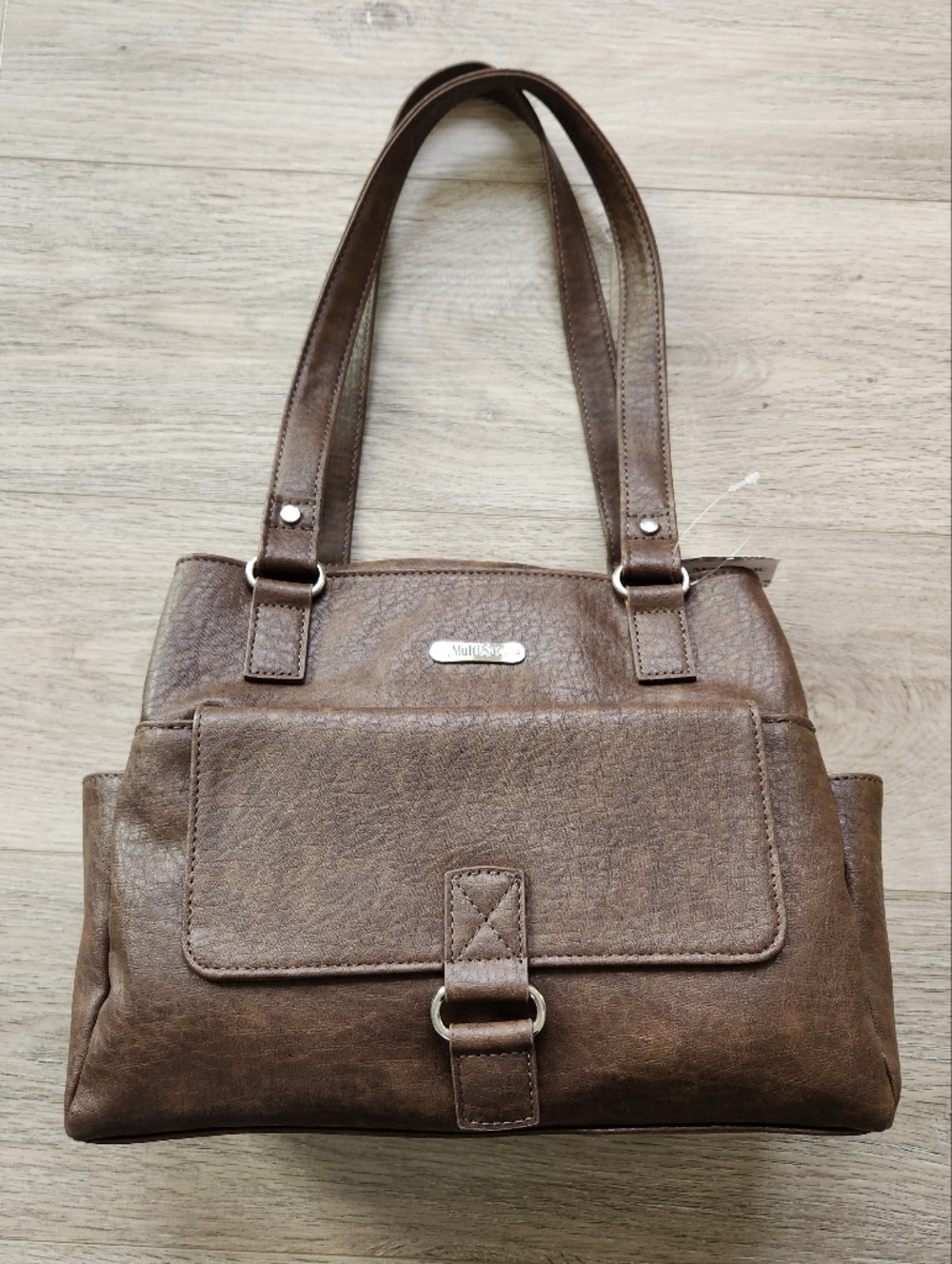 MultiSac Brown Nia Large Shopper Shoulder Purse Bag Faux Leather Nwt
